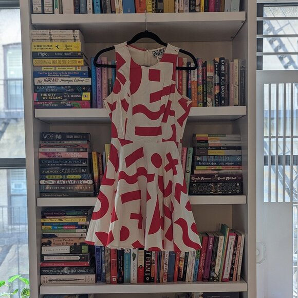 Dusen Dusen Anthropologie Modern Geometric Abstract Fit & Flare Print Size 8 - Picture 1 of 8